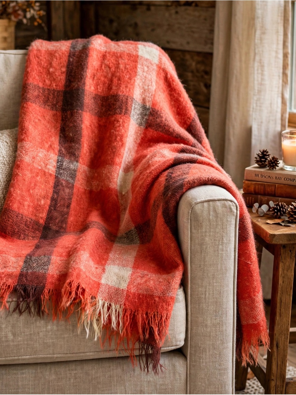 Vintage 1950s Hudson’s Bay Company 100% Mohair Throw Made in Scotland